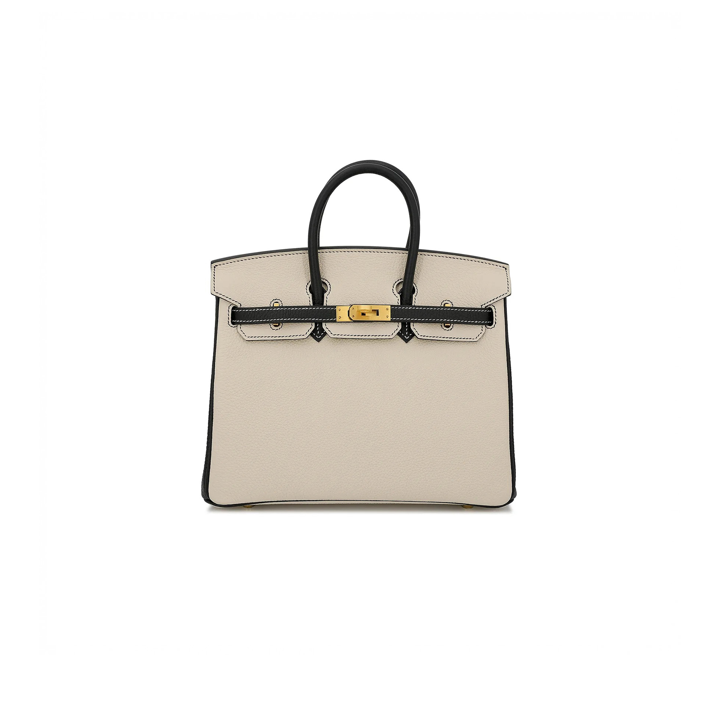 HERMES MASTER BIRKIN 30 EPSOM SELLIER MILKSHAKE WHITE AND BLACK SILVER BUCKLE H028368CK5Z (30*23*15cm)